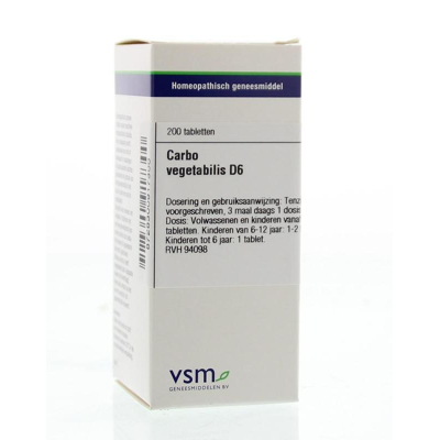 Afbeelding van Vsm Carbo Vegetabilis D6, 200 tabletten
