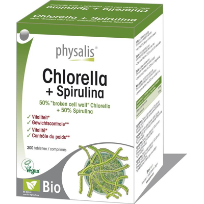 Afbeelding van Physalis Chlorella + Spirulina Bio (200 Tabletten)
