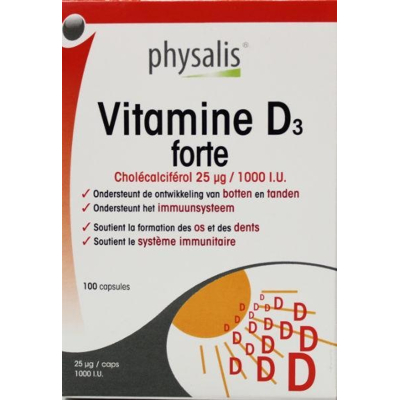 Afbeelding van Physalis Vitamine D3 Forte, 25mcg (100 Capsules)