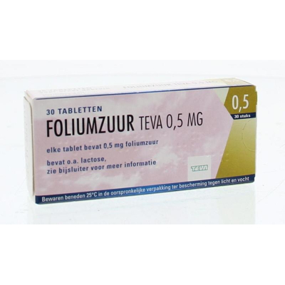 Afbeelding van Teva Foliumzuur 0.5, 30 tabletten