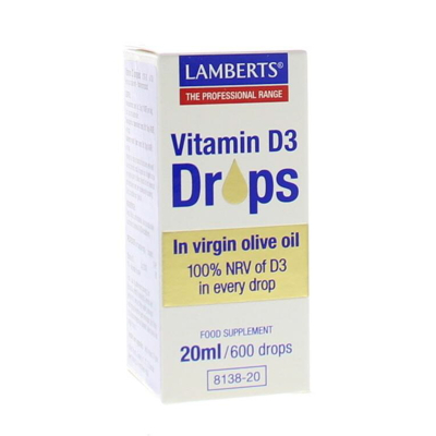 Afbeelding van Lamberts Vitamine D3 Druppels, 20 ml