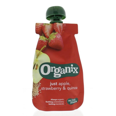 Afbeelding van Organix Knijpfruit Appel, Aardbei, Quinoa 12+ maanden 100 gram