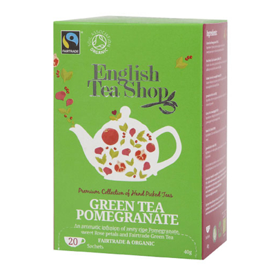 Afbeelding van English tea Shop Green pomegranate 20 zakjes