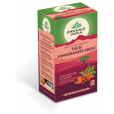 Afbeelding van Organic India Tulsi pomegranate green thee bio 25 zakjes