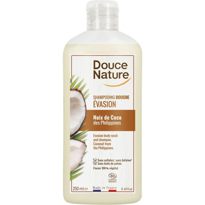 Afbeelding van Douce Nature Douchegel &amp; Shampoo Evasion Kokos Bio, 250 ml
