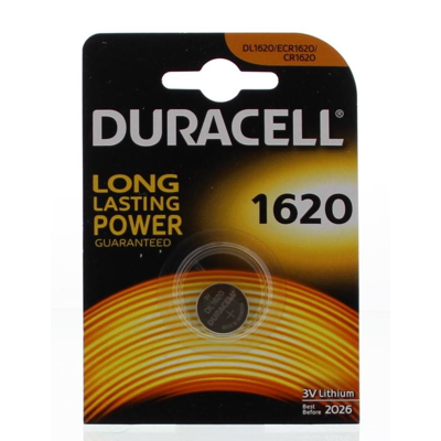 Afbeelding van Duracell Knoopcel Batterij CR1620 1stuk(s) 3V 0.07Ah 5000394030367