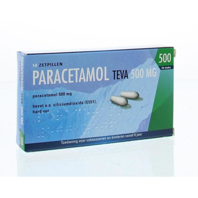 Afbeelding van Paracetamol Teva Zetpil 500mg