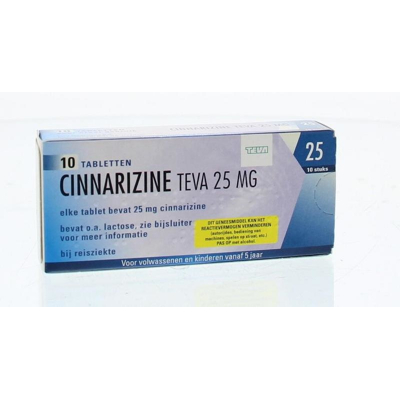 Afbeelding van Cinnarizine Teva Tablet 25mg