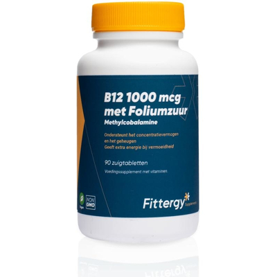 Afbeelding van Fittergy B12 1000 mcg methylcobalamine 90 zuigtabletten