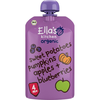 Afbeelding van Ella&#039;s Kitchen Sweet potato pumpkin apple blueberrry 4+ 120 g