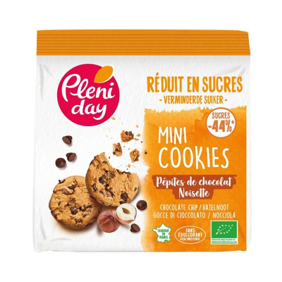 Afbeelding van Pleniday Chocolate chip cookie hazelnoot mini 44%suiker bio 150 g