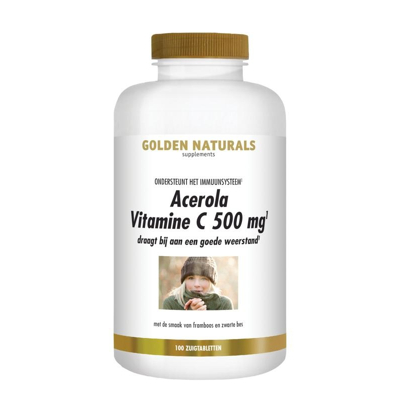 Afbeelding van Golden Naturals Acerola Vitamine C 500mg Tabletten