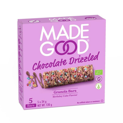 Afbeelding van Made Good Chocolate Drizzled Granola Bars Birthday Cake Flavor 120GR
