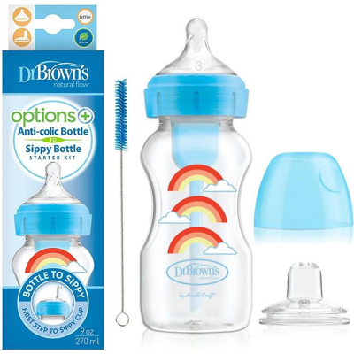 Afbeelding van Dr. Brown Brown&#039;s Options + Bottle to Sippy starterkit BH 270ml Blauw