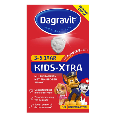 Afbeelding van Dagravit Kids Extra Multivitaminen Kauwtabletten 3/5 jaar 60 stuks