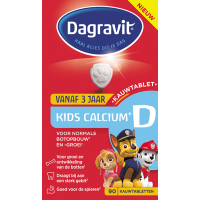 Afbeelding van Dagravit Kids Calcium+ D Kauwtabletten 3+ jaar 90 stuks