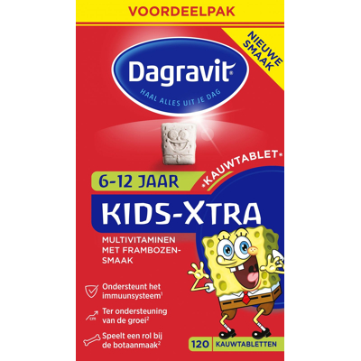 Afbeelding van Dagravit Kids Extra Multivitaminen Kauwtabletten 6/12 jaar 120 stuks