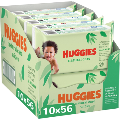 Afbeelding van Huggies Natural Care Billendoekjes 560 babydoekjes 10 x 56