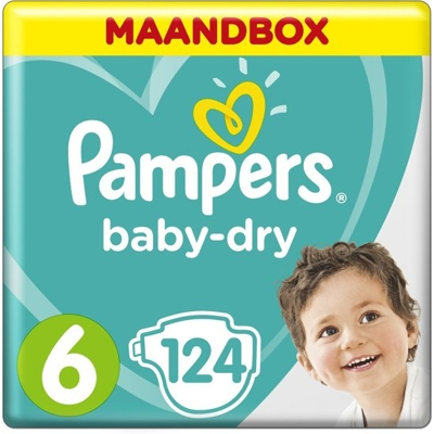Afbeelding van Pampers Baby Dry Maat 6 Maandbox 124 stuks 13+KG