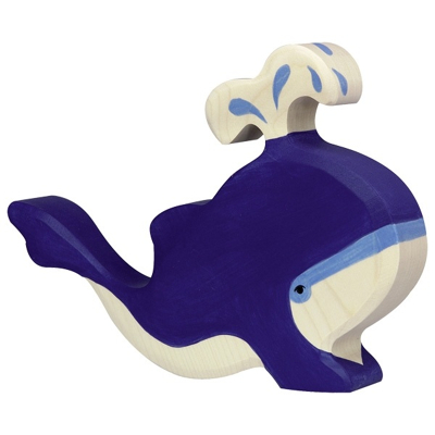 Abbildung von Holztiger Blauwal mit Wasserfontäne 80195 13,5 cm