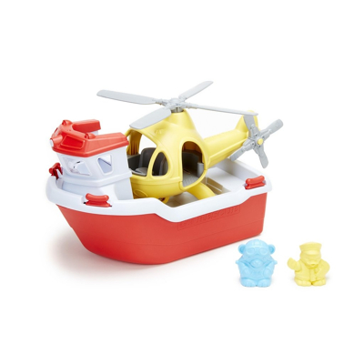 Afbeelding van Green Toys Rettungsboot mit Hubschrauber