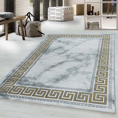 Afbeelding van Modern vloerkleed Marble Edge Grijs/Goud 120x170cm Adana Carpets