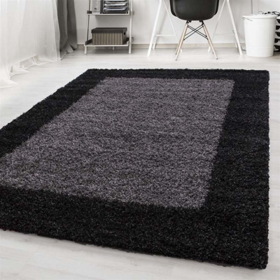 Afbeelding van Hoogpolig vloerkleed Edge Zwart 200x290cm Adana Carpets