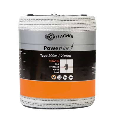 Abbildung von PowerLine Weidezaunseil Breitband weiß 20mm, 200m, Gallagher