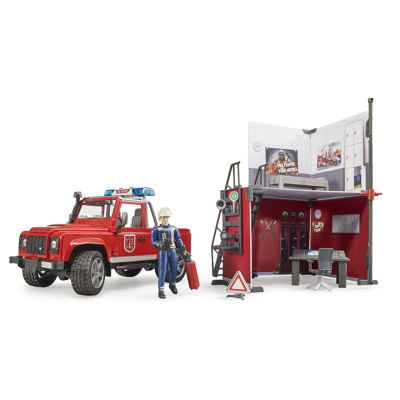 Abbildung von Bruder Feuerwehrstation mit Land Rover Defender 1:16