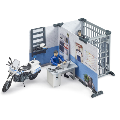 Abbildung von Bruder Polizeistation mit Polizeimotorrad 1:16