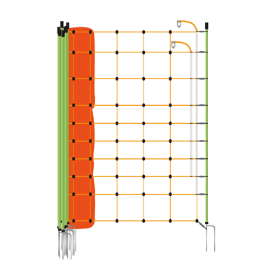 Abbildung von Gallagher Wolfnet Doppelstift orange 120cmx50m, plus/min. System,