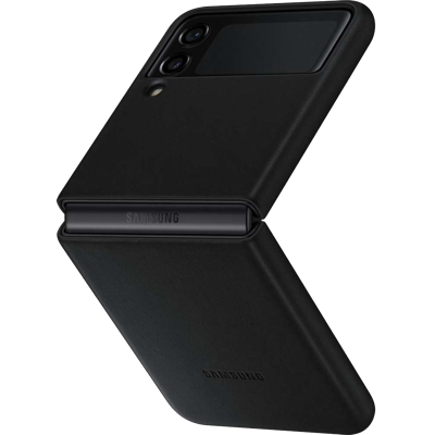 Afbeelding van Samsung Galaxy Z Flip 3 Hoesje Echt leder Backcover/Hardcase Zwart Telefoonhoesje