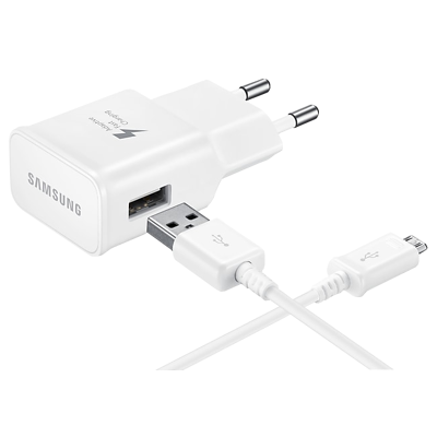 Afbeelding van USB Thuislader met Micro kabel van Samsung Wit Kunststof