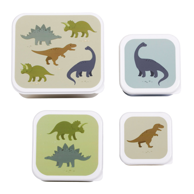 Afbeelding van A little lovely company lunchbox set dinosaurussen 4st