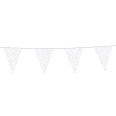 Afbeelding van Vlaggen slinger glitter wit karton 6 meter
