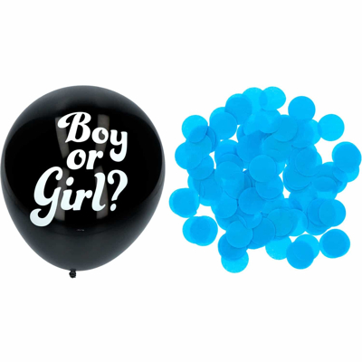 Afbeelding van Ballonnen Gender Reveal Jongen met blauwe confetti 41cm 3 stuks