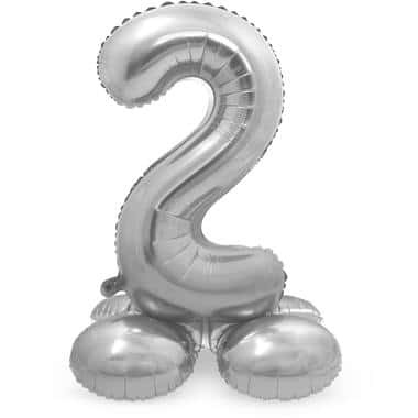 Afbeelding van Cijfer Ballon 2 staand zilver 72 cm