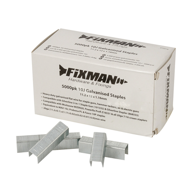Afbeelding van Fixman 10J gegalvaniseerde nietjes, 5.000 pak 11,2 x 12 1,17 mm