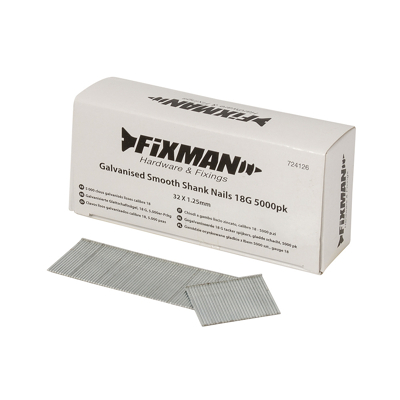 Afbeelding van Fixman Gegalvaniseerde 18 G tacker spijkers, gladde schacht, 5000 pak 32 x 1,25 mm