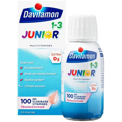 Afbeelding van Davitamon Junior 1+ vloeibare vitamines framboos