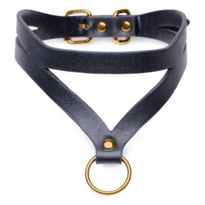Afbeelding van Bondage Baddie Collar Met O ring Zwart/Goud