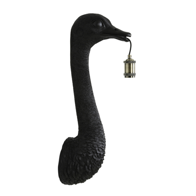 Afbeelding van Ostrich wandlamp 25x19x72cm zwart