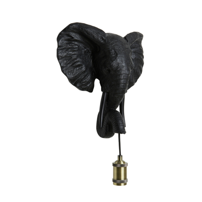Afbeelding van Light &amp; Living Elephant wandlamp 35x13x36 cm mat zwart Kunststof