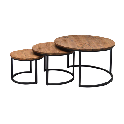 Afbeelding van Brix Jerrel salontafel set van drie zwart Hout