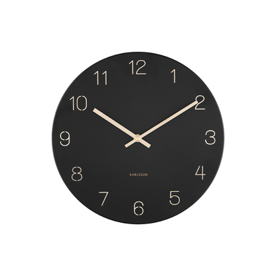 Afbeelding van Wall clock Charm engraved numbers small black Majorr