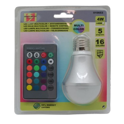 Afbeelding van Benson RGB LED Lamp E27 5 Watt Multicolor Afstandsbediening