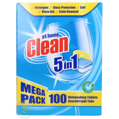 Afbeelding van At Home Clean Vaatwastabletten 5 in 1 100 tabletten