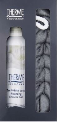 Afbeelding van Geschenkset Therme Douche Foam 200ml Zen White Lotus &amp; Showerpuff