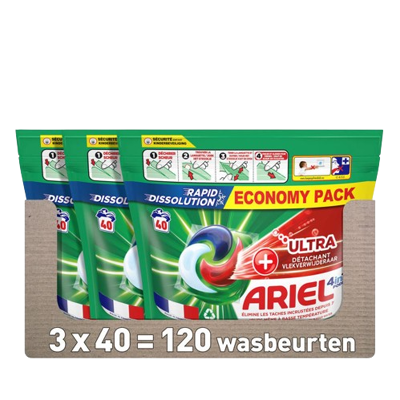 Afbeelding van Ariel PODS+ vloeibaar wasmiddelcapsules + Ultra Vlekverwijderaar 3 x 40 wasbeurten 120