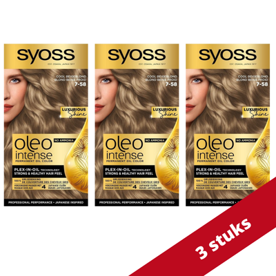 Afbeelding van 3x Syoss Oleo Intense Haarverf 7 58 Cool Beige Blond